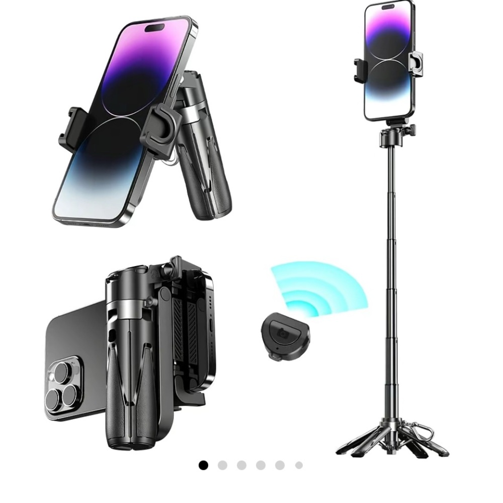 Black Smartphone Tripod Stand with Bluetooth Remote